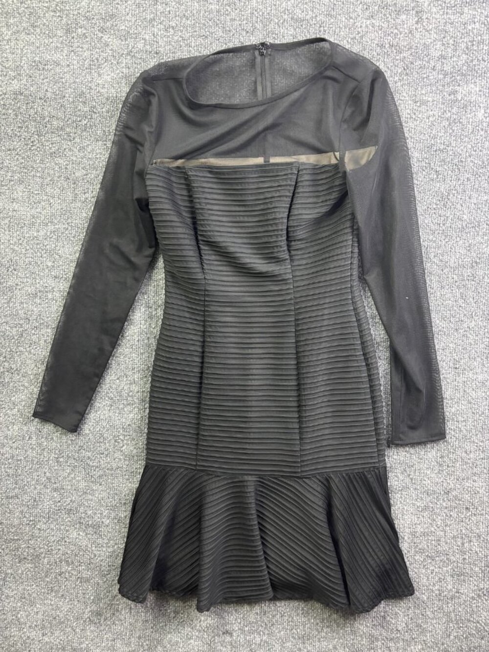Lauren Ralph Lauren Dress Womens 2 Black Mesh Illusion Bodycon‎ Knit Long Sleeve
